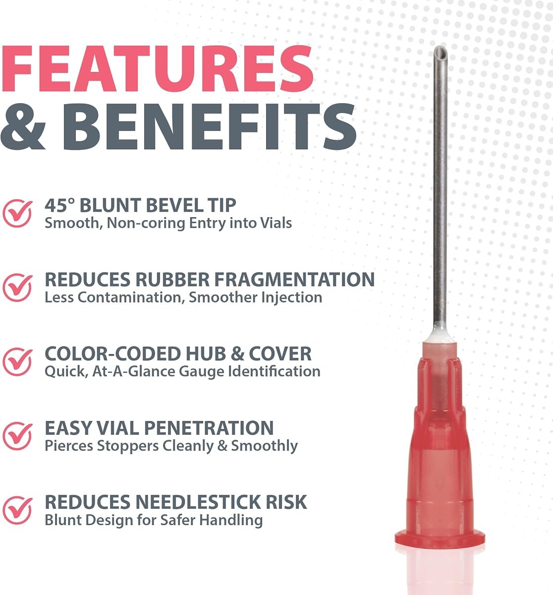 EasyTouch Blunt Needles 18G x 1.5", 100 Count, view 2