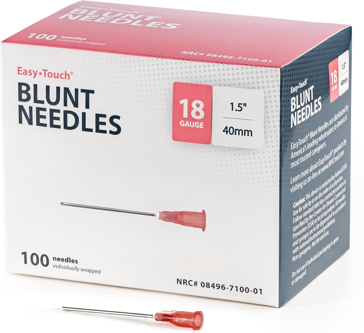 EasyTouch Blunt Needles 18G x 1.5", 100 Count