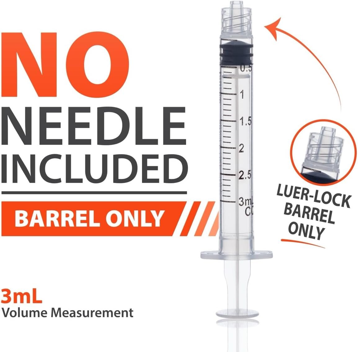 EasyTouch Luer-Lock Syringe Barrel 3 mL, 100 Pack, view 5