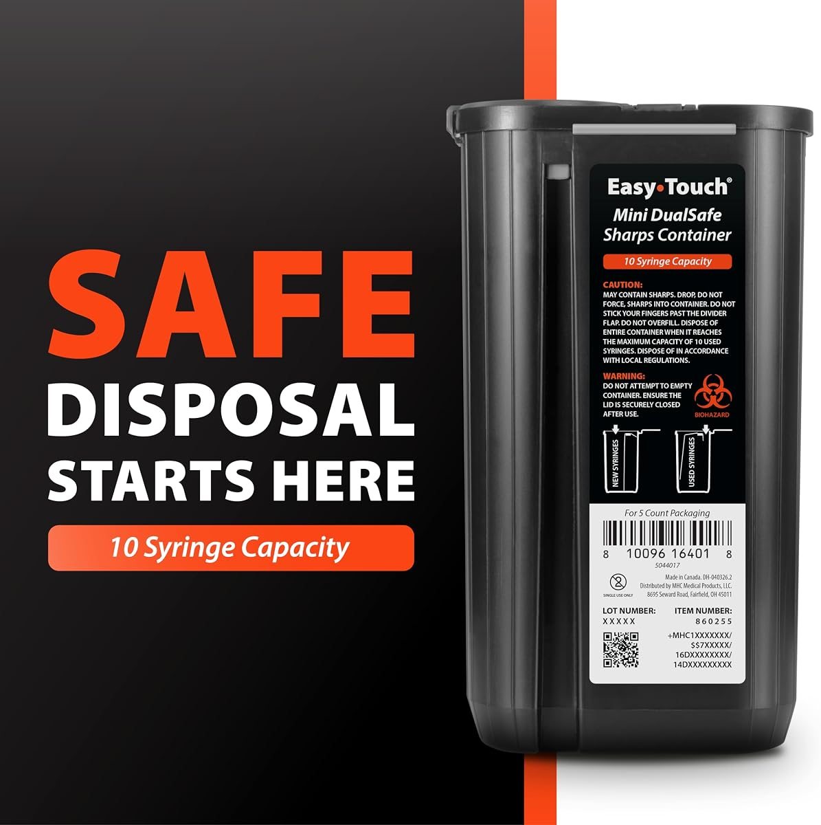 EasyTouch Mini DualSafe Sharps Containers, 5 Pack, view 2