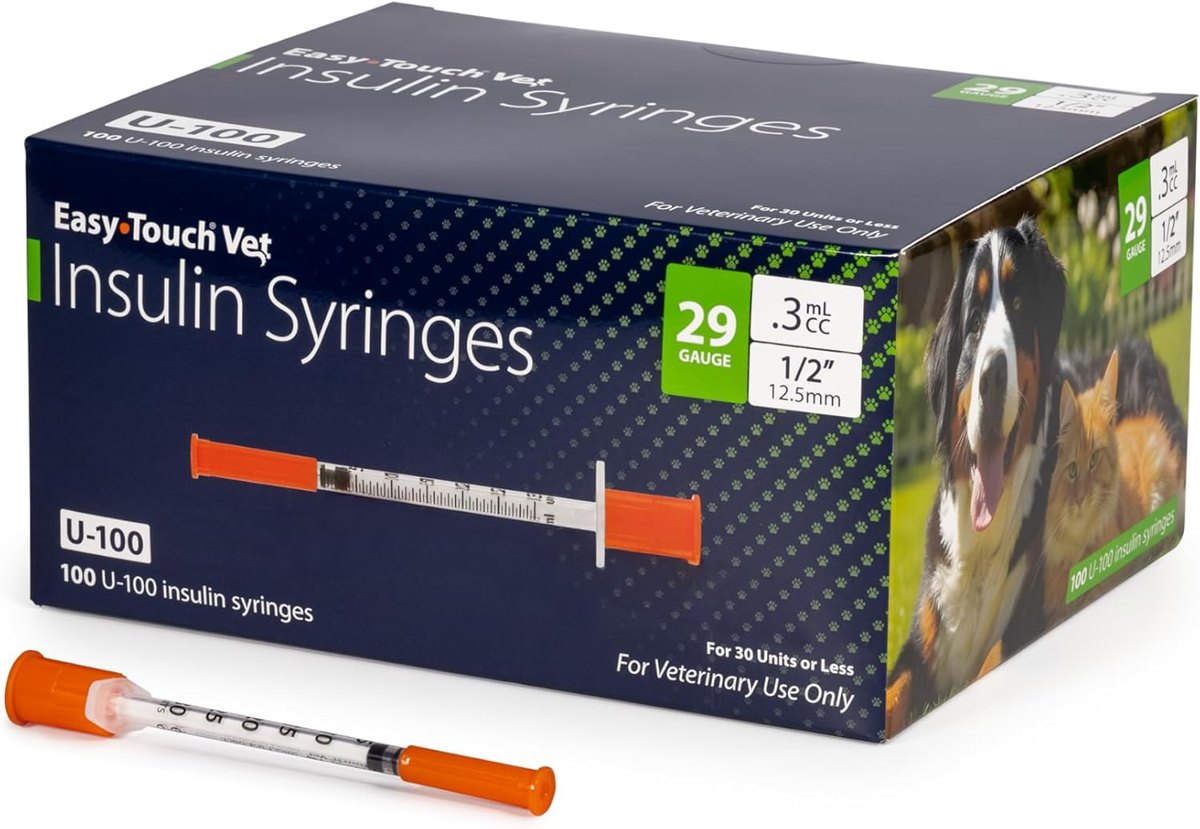 EasyTouch U-100 Pet Insulin Syringes 29G 0.3cc 1/2"
