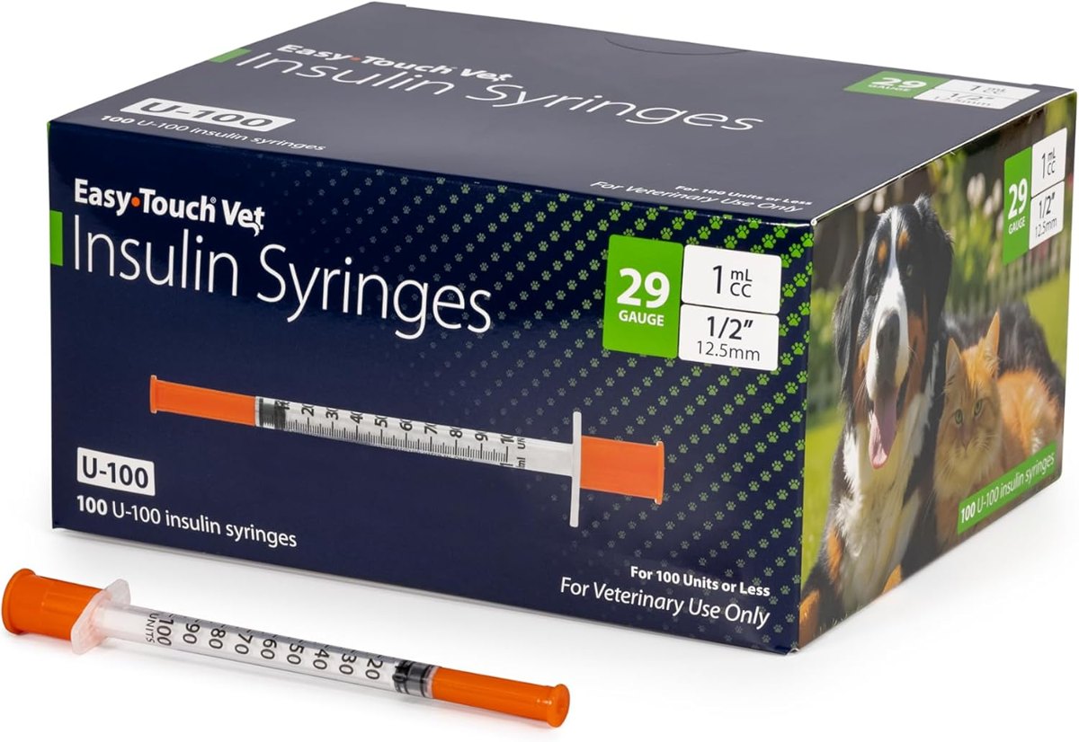 EasyTouch U-100 Pet Insulin Syringes 29G 1.0cc 1/2"