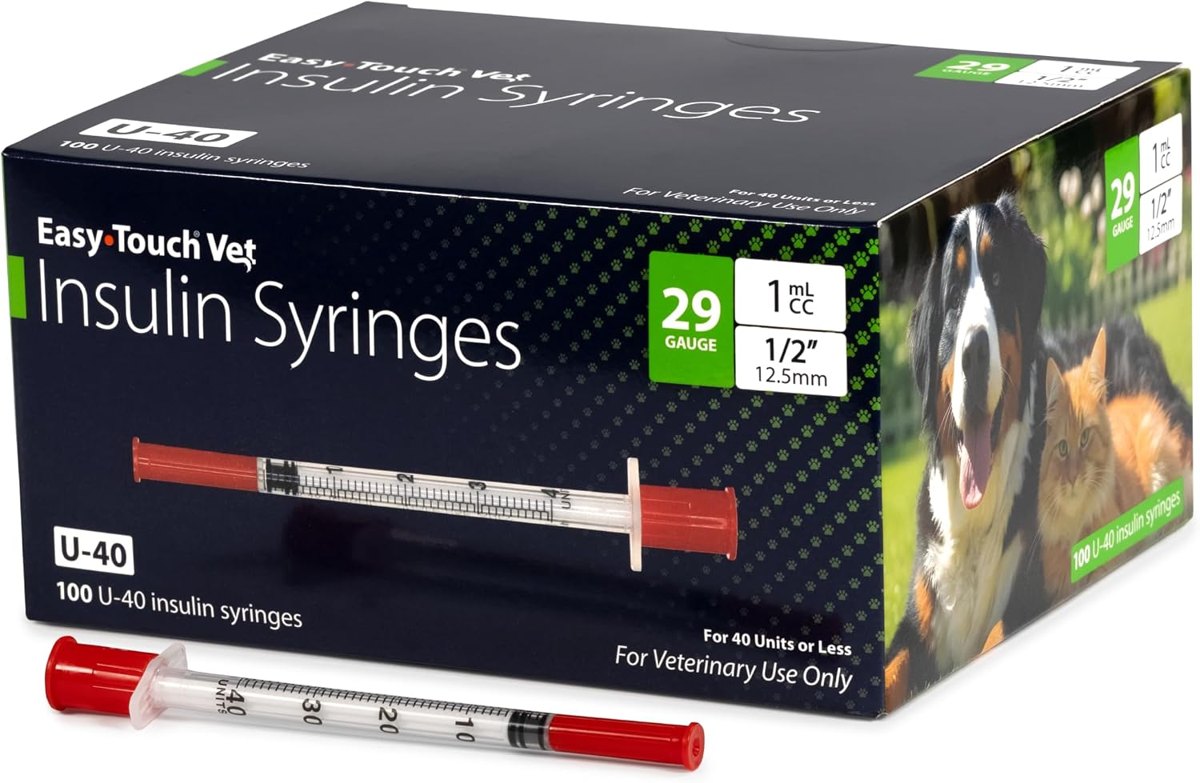 EasyTouch U-40 Pet Insulin Syringes 29G 1.0cc 1/2"